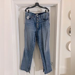 Good American light blue wash denim jeans with button front closure, size 15